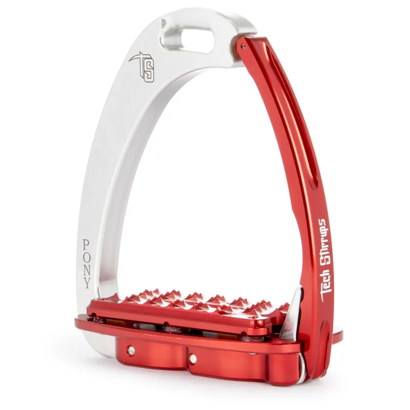 Tech Stirrups Venice Pony Plus - Silver/Red